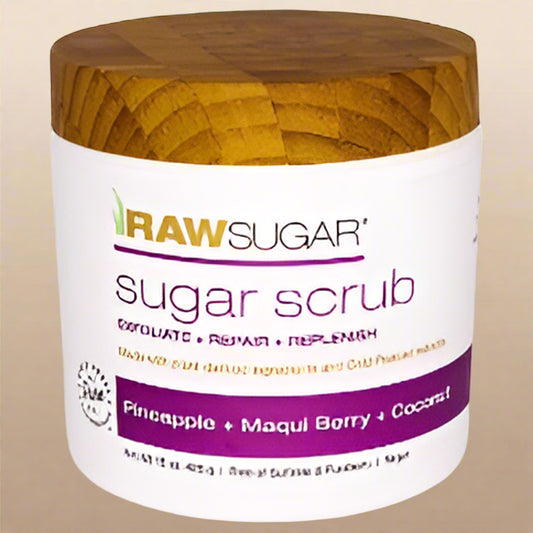 Raw Sugar Sugar Scrub – Pineapple + Maqui Berry + Coconut – 15 oz