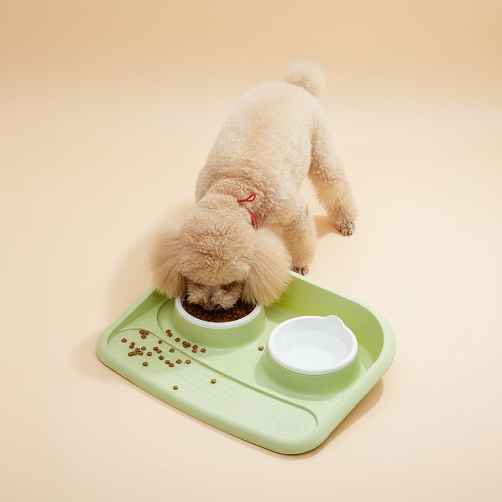 Non-Slip Pet Feeding Mat – Spill-Proof Tray for Food & Water Bowls (Grey)