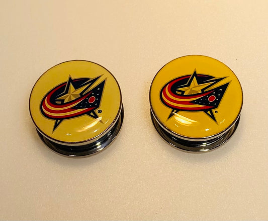 Columbus Blue Jackets Ear Plug 1" Stainless Steel