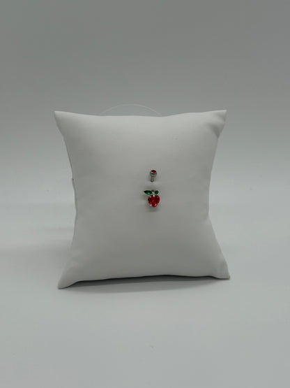 Titanium Cherry Red Dangle Belly Button Ring