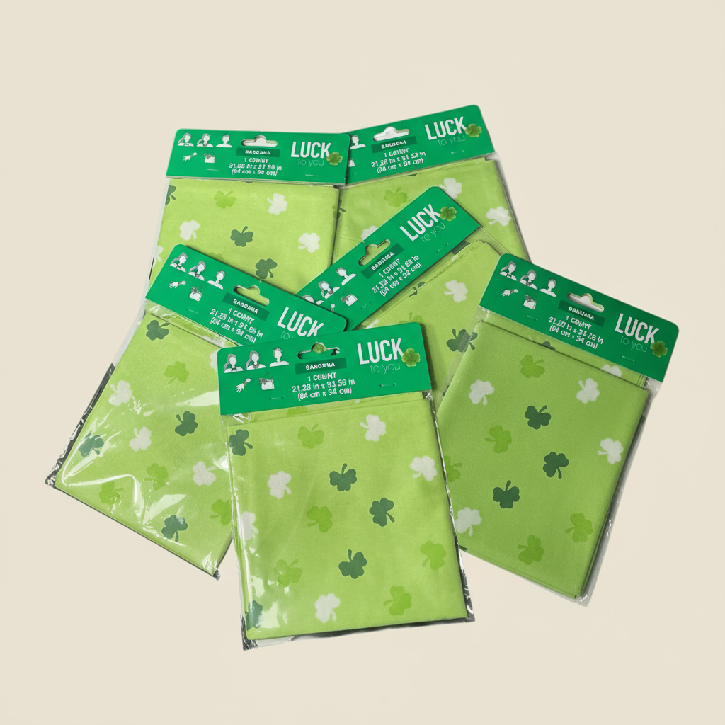 St. Patrick’s Day Green Shamrock Bandana Set – 4-Pack, Polyester Trimmed