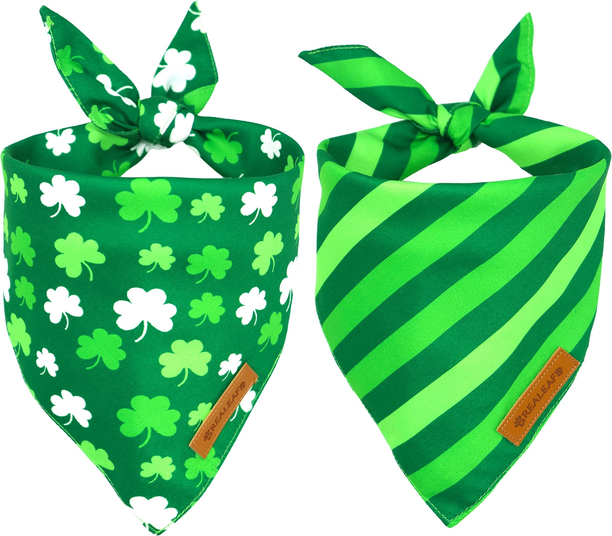 St. Patrick’s Day Green Shamrock Bandana Set – 4-Pack, Polyester Trimmed