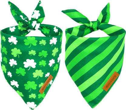 St. Patrick’s Day Green Shamrock Bandana Set – 4-Pack, Polyester Trimmed