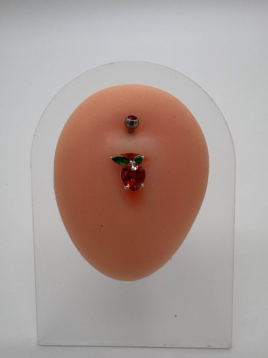 Titanium Cherry Red Dangle Belly Button Ring