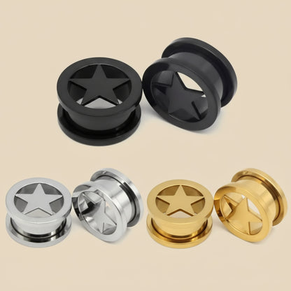 Star Design Stainless Steel Ear Plugs – Random Colors