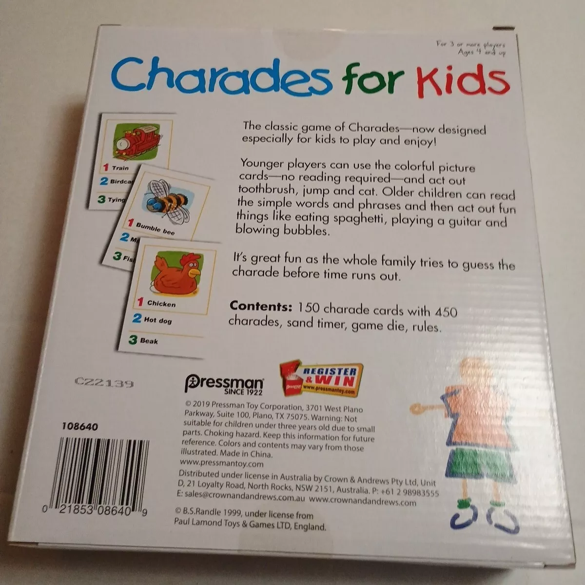 Charades For Kids Family Fun Ages 4+ For 3 or More Players