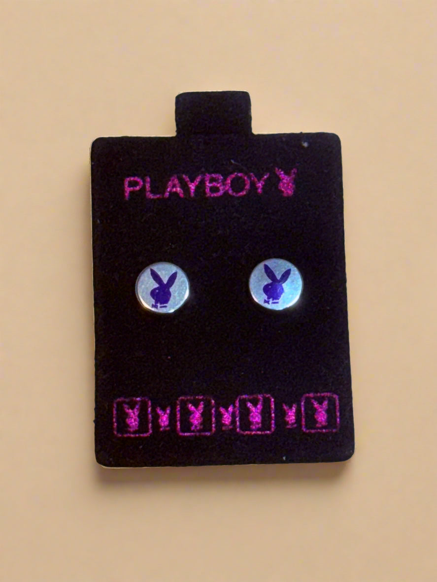 Playboy Stainless Steel Ear Plugs – Silver & Blue Bunny Logo Design