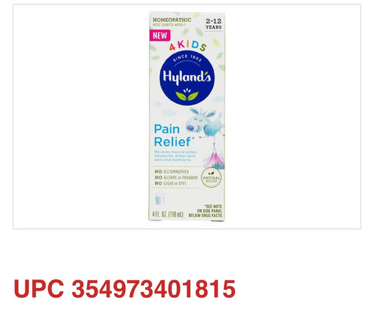 Hyland’s Naturals Kids Pain Relief (4 fl oz, Grape Flavor)
