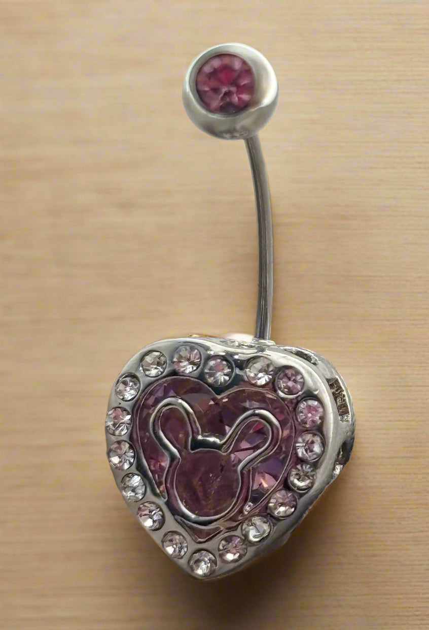 Playboy Belly Ring – Heart Design with Pink Crystals