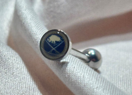 Buffalo Sabres NHL 3D Tongue Ring – Titanium Logo Barbell