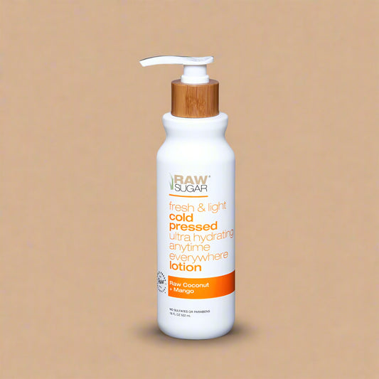 Raw Sugar Fresh & Light Cold Pressed Lotion – Raw Coconut + Mango – 18 fl oz