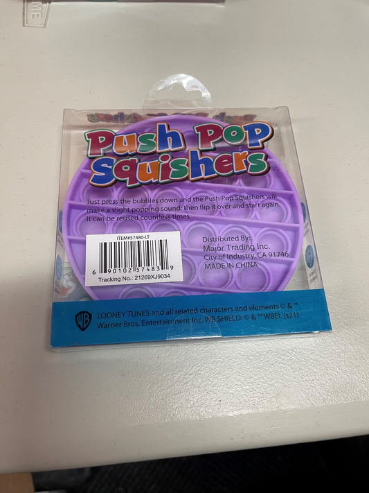 Looney Tunes  Push Pop Squishies Squishers Backpack Fidget Toy CIRCLE PURPLE