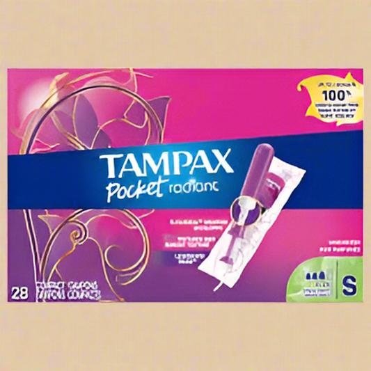 Tampax Pocket Radiant Compact Tampons with Super Absorbency Unscented 12 Count