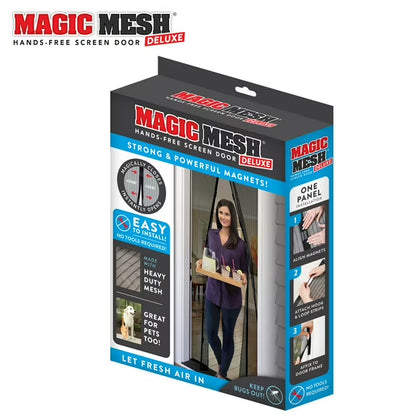Magic Mesh Deluxe Magnetic Screen Door - Hands Free, Magnetic Closure - 83" x 39", Black