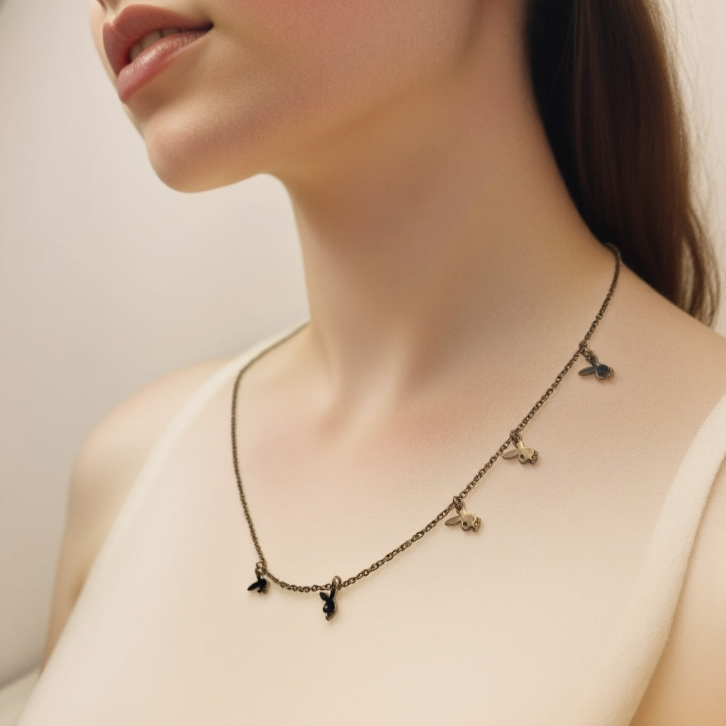 PLAYBOY ANKLE BRACELET WITH BUNNY HEADS EXTENED 10