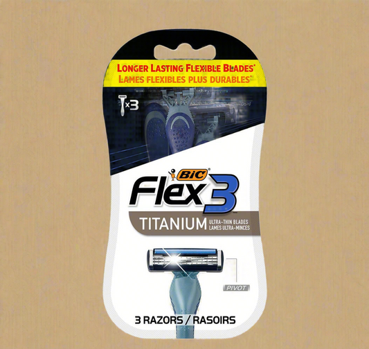 BIC Flex 3 Titanium Disposable Razors for Men – 3 Count