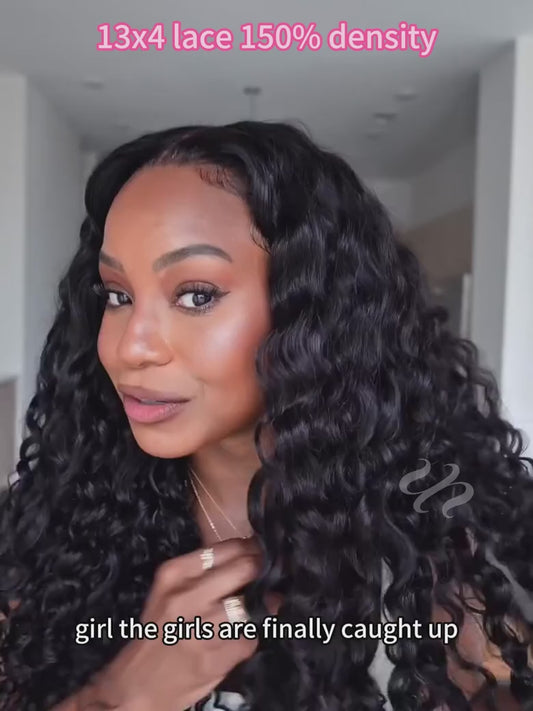 UNice 7x5 Bye Bye Knots & 13x4 Pre-Everything™ Pre Cut Lace Natural Black Water Wave Curly Drawstring No Baby Hair