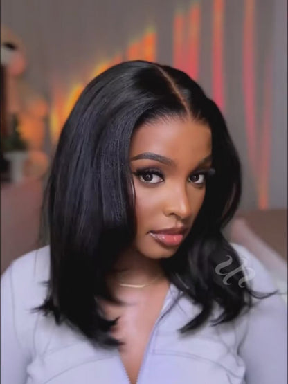 UNice 7x5 Bye-Bye Knots Glueless Lace Bleached Knots Pre Layered Bob With Drawstring Wig