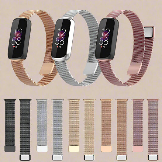 Fitbit Luxe Tracker - Graphite Stainless Steel case - Sm & Lg GOLD bands