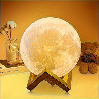 Touch-Activated Moon Lamp, 3D-Printed Moon-Shaped LED Night Light, Usb-Powered Christmas Desktop Night Light