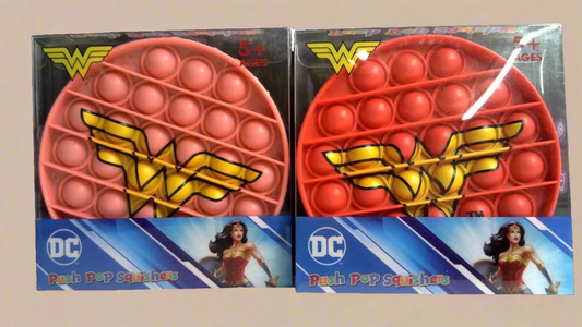 WONDER WOMEN  Push Pop Squishies Squishers Backpack Fidget Toy PINK CIRCLE