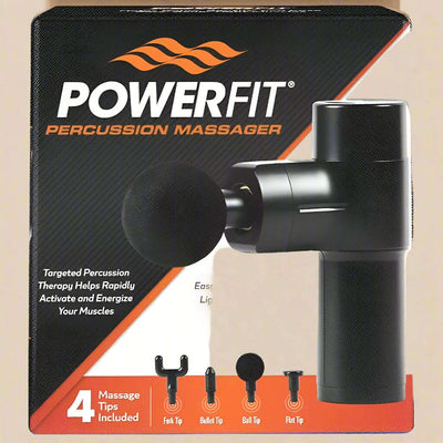 Powerfit MASSAGER Gun Deep Tissue Body Percussion Handheld 4 Tips 4 Settings