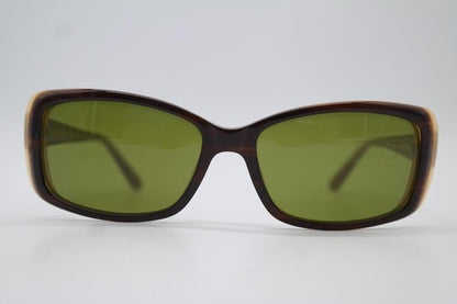 Cline CNEF15 Brown Oval Sunglasses — Dark Brown Frame with Green Tinted Lenses