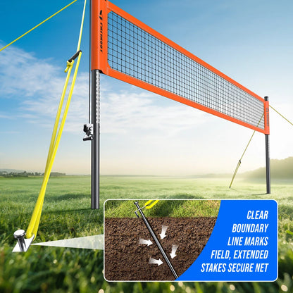 Patiassy Professional Volleyball Net Set with Adjustable Poles & Carry Bag (Orange)