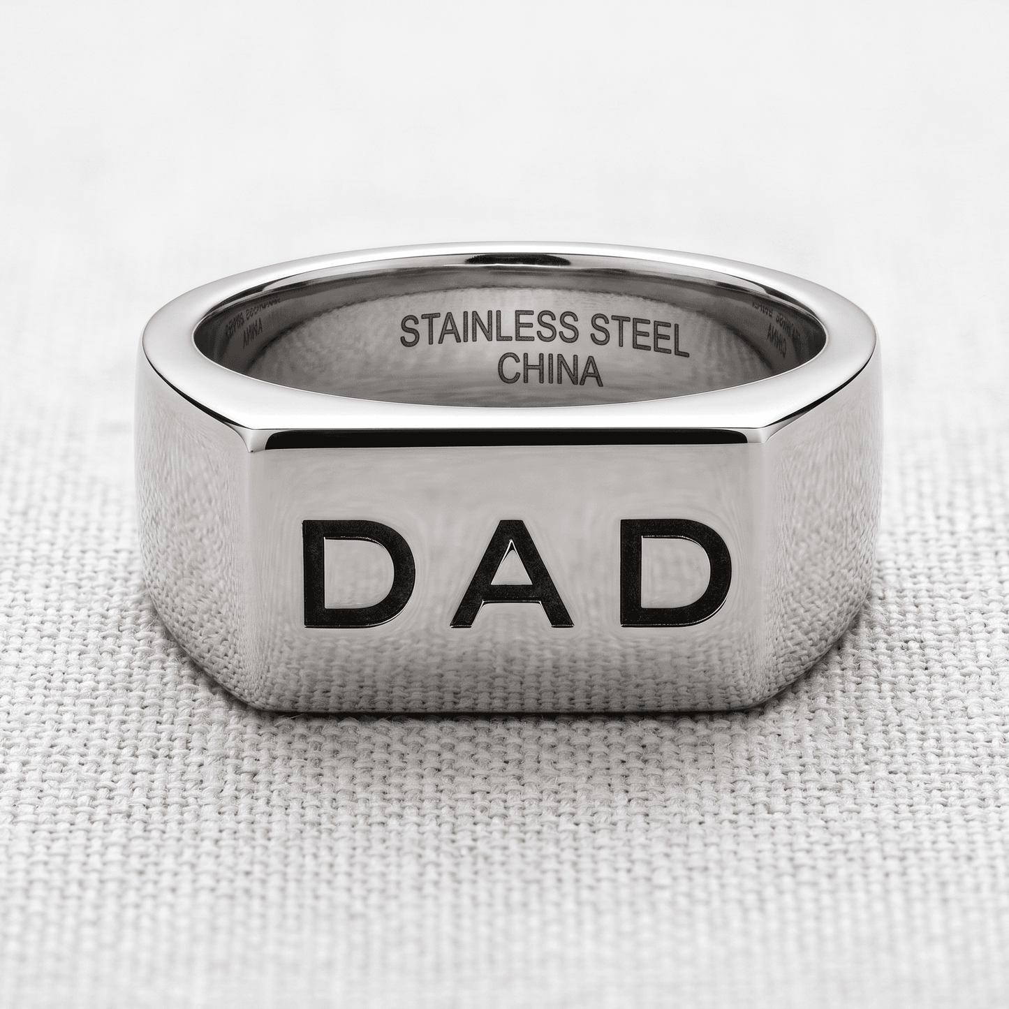 Stainless Steel BLACK INLAY DAD RING 12 SIZE
