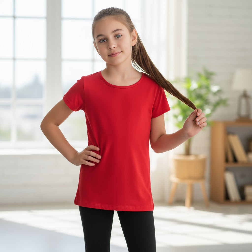 Girls' Fitted Tee – 100% Cotton