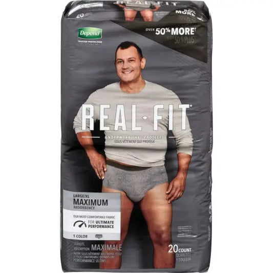 Depend Real-Fit Underwear for Men, Large-Extra Large - Bag of 20